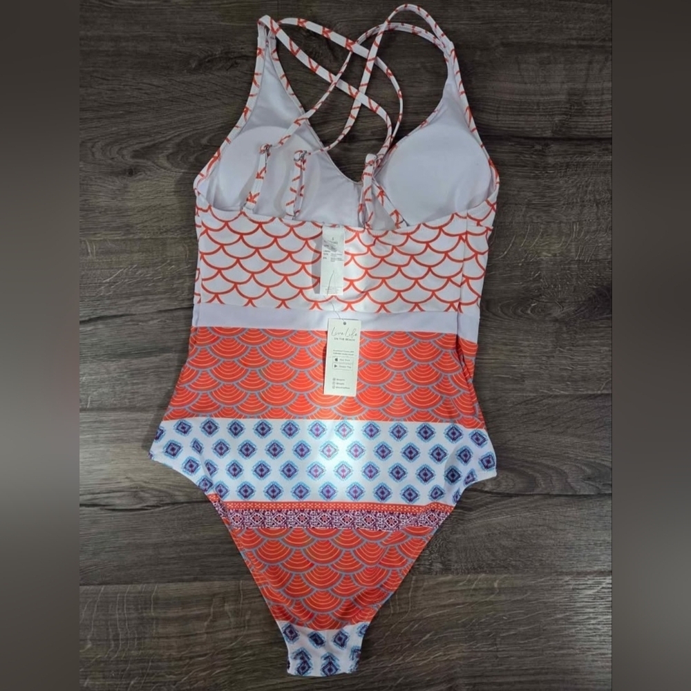 Women's geo print scoop neck swimsuit size S by Cupshe NWT - Picture 5 of 6